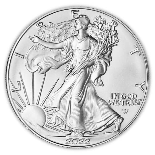 2022 1 oz American Silver Eagle Brilliant Uncirculated (BU) with Original United States Mint Box and a Certificate of Authenticity $1 Mint State