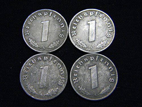 Four (4) WWII German Reichspfennig Coins Dated 1940, 1941, 1942 &1943