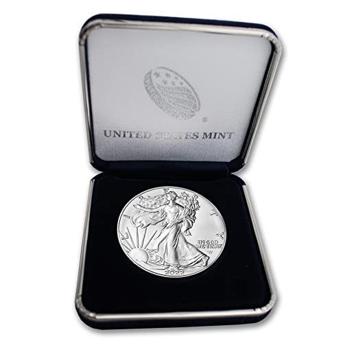 2022 1 oz American Silver Eagle Brilliant Uncirculated (BU) with Original United States Mint Box and a Certificate of Authenticity $1 Mint State