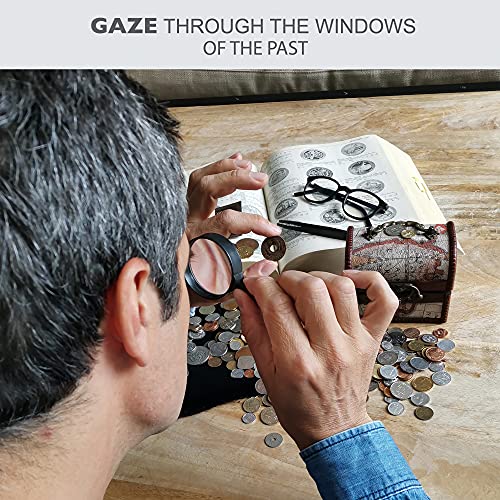 Coin Collection - World Currency Treasure Chest with 2Lb. - Collectible Circulated Coins - 4.7 x 3.5 x 3.5 Decorative Wooden Box - Antique Coins for Collectors (COA Included)