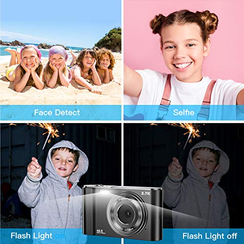 VAFOTON Digital Camera 2.7K 44MP Camera, 2.8" LCD Rechargeable Mini Compact Pocket Camera with 16X Zoom for Adult Seniors Students Kids Beginner