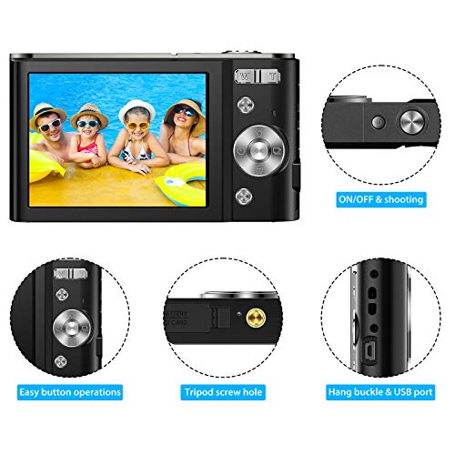 VAFOTON Digital Camera 2.7K 44MP Camera, 2.8" LCD Rechargeable Mini Compact Pocket Camera with 16X Zoom for Adult Seniors Students Kids Beginner