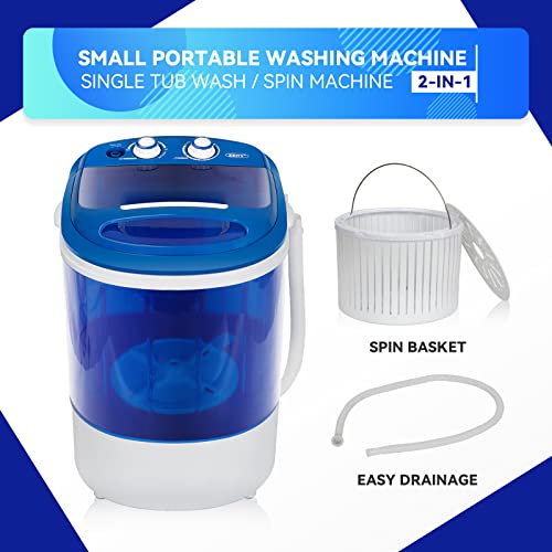 ZENY Portable Mini Laundry Washing Machine Small Semi-Automatic Compact Washer for Apartment,RV,Traveling,Single Translucent Tub