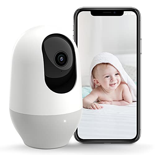 Nooie Baby Monitor, WiFi Pet Camera Indoor, 360-degree Wireless IP Nanny Camera, 1080P Home Security Camera, Motion Tracking, IR Night Vision, Works with Alexa, Two-Way Audio, Motion & Sound Detection