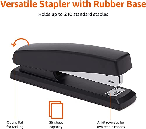 AmazonBasics 10-Sheet Capacity, Non-Slip, Office Stapler with 1000 Staples, Black