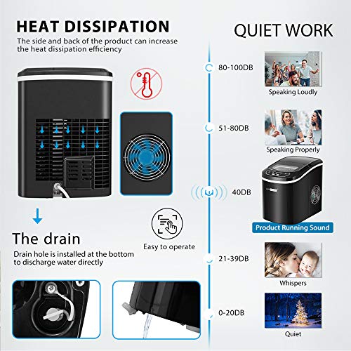 VIVOHOME Electric Portable Compact Countertop Automatic Ice Cube Maker Machine 26lbs/day Black ETL Listed