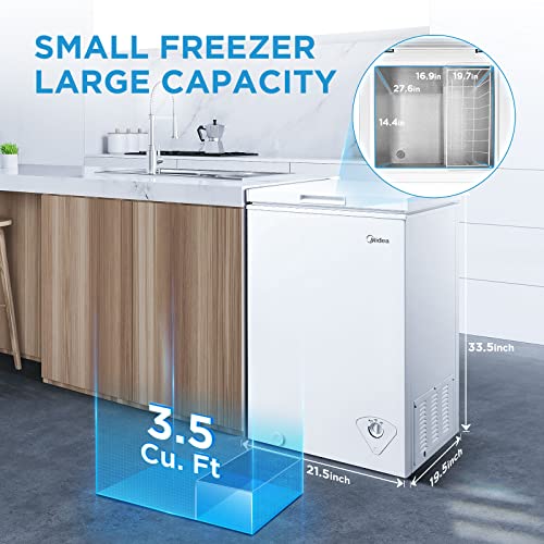 Midea MRC04M3AWW Single Door Chest Freezer, 3.5 Cubic Feet, White
