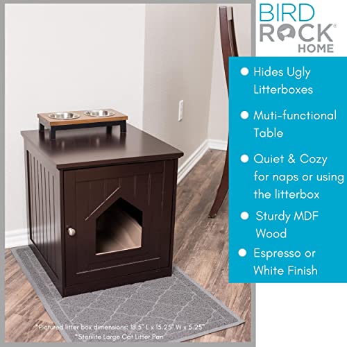 BIRDROCK HOME Decorative Cat House & Side Table - Cat Home Nightstand - Indoor Pet Crate - Litter Box Enclosure - Hooded Hidden Pet Box - Cats Furniture Cabinet - Kitty Washroom (Espresso)