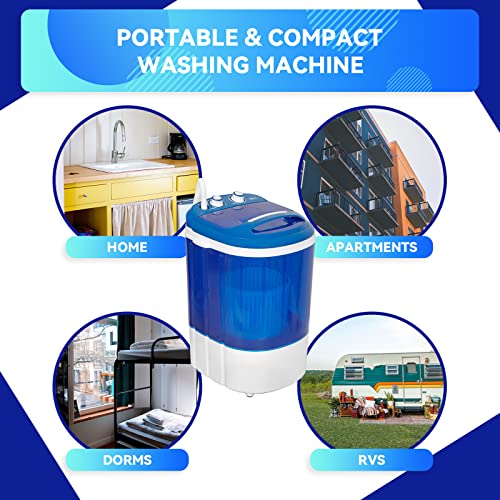 ZENY Portable Mini Laundry Washing Machine Small Semi-Automatic Compact Washer for Apartment,RV,Traveling,Single Translucent Tub