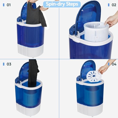 ZENY Portable Mini Laundry Washing Machine Small Semi-Automatic Compact Washer for Apartment,RV,Traveling,Single Translucent Tub
