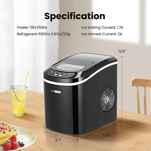 VIVOHOME Electric Portable Compact Countertop Automatic Ice Cube Maker Machine 26lbs/day Black ETL Listed