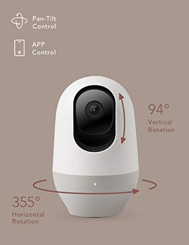 Nooie Baby Monitor, WiFi Pet Camera Indoor, 360-degree Wireless IP Nanny Camera, 1080P Home Security Camera, Motion Tracking, IR Night Vision, Works with Alexa, Two-Way Audio, Motion & Sound Detection