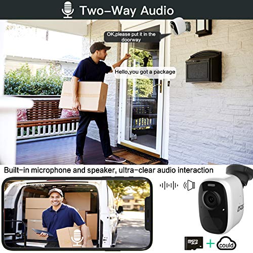 Wireless Outdoor WiFi Security Camera with AI Detection,Home Security Camera,1080P Battery Powered Cameras with Spot Light,Siren Alarm,2-Way Audio,Night Vision,Weatherproof,Micro SD/Cloud Storage