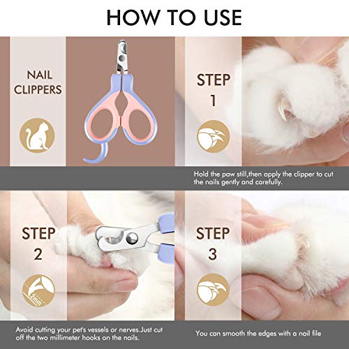 Pet Nail Clippers Trimmers PNC863 for Cats, Dogs, Puppies, Kittens, Hamsters, Rabbits and Small Animals, 25 Degree Curved Radian Design Claw Trimmer