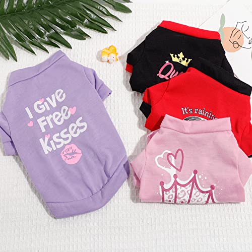 Yikeyo Set of 4 Dog Shirt for Small Dog Girl Puppy Clothes for Chihuahua Yorkies Bulldog Summer Pet Outfits Female Outfits Tshirt Apparel (4PC, X-Small)