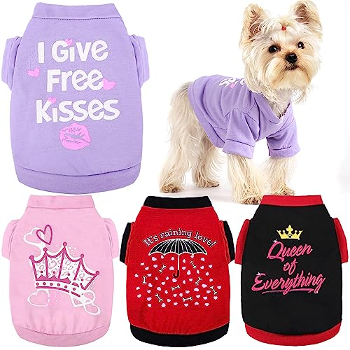 Yikeyo Set of 4 Dog Shirt for Small Dog Girl Puppy Clothes for Chihuahua Yorkies Bulldog Summer Pet Outfits Female Outfits Tshirt Apparel (4PC, X-Small)