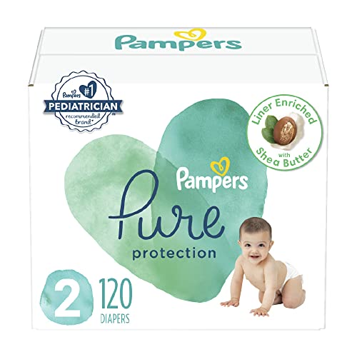 Diapers Size 2, 120 Count - Pampers Pure Protection Disposable Baby Diapers, Enormous Pack