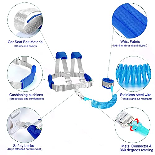 Toddler Harness Safety Leashes 2 in 1 Child Harnesses and Leashes for Kids with Child Leash Backpack and Wristband