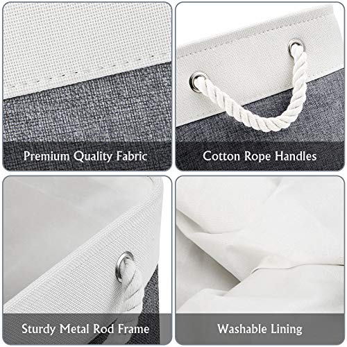 WISELIFE Storage Basket Bins [3-Pack] - Large Collapsible Storage Cubes Organizer for Shelf Closet Bedroom, Perfect Storage Box with Handlesï¼Grey Patchwork, 15" x 11" x 9.5"ï¼