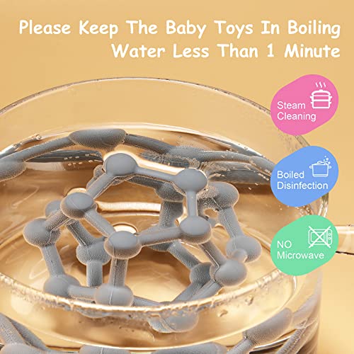 Baby Teethers Toys Silicone Soft Ball Easy to Hold Teether for Sensory Ball Exploration & Teething Stress Relief Molar Ball Soothing Teether Toy Baby Ball for Ages 0 Months+ Baby Gift