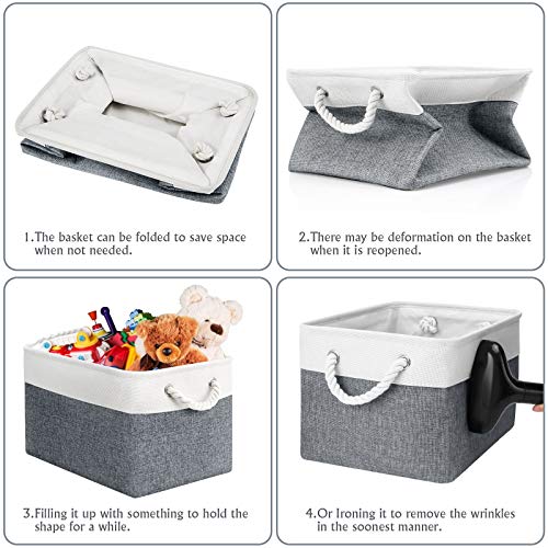 WISELIFE Storage Basket Bins [3-Pack] - Large Collapsible Storage Cubes Organizer for Shelf Closet Bedroom, Perfect Storage Box with Handlesï¼Grey Patchwork, 15" x 11" x 9.5"ï¼