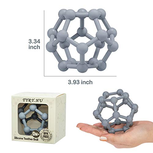 Baby Teethers Toys Silicone Soft Ball Easy to Hold Teether for Sensory Ball Exploration & Teething Stress Relief Molar Ball Soothing Teether Toy Baby Ball for Ages 0 Months+ Baby Gift