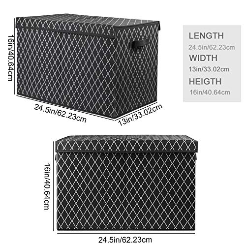 Kids Toy Box Chest Storage with Flip-Top Lid - Collapsible Sturdy Toys Boxes Organizer Bins with Handles for Nursery,Playroom,Closet Home Organization(Black)