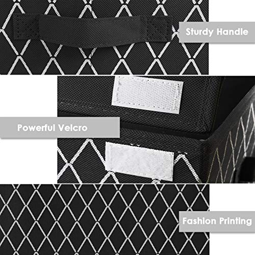 Kids Toy Box Chest Storage with Flip-Top Lid - Collapsible Sturdy Toys Boxes Organizer Bins with Handles for Nursery,Playroom,Closet Home Organization(Black)