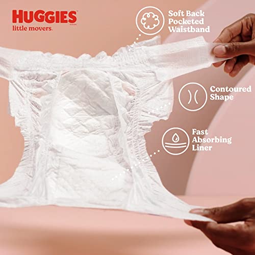 HUGGIES Baby Diapers Little Movers, White, Size 4 , 120 Count