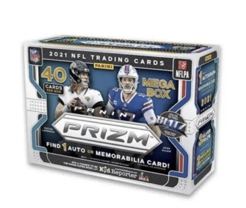 2021 Panini Prizm NFL Football MEGA box (40 cards/bx incl. ONE Memorabilia or Autograph card)