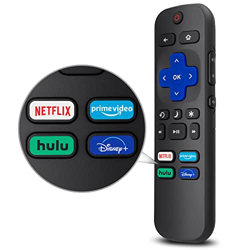 LOUTOC Universal TV Remote for All Roku TV,Replacement for TCL Roku/for Hisense Roku/for Sharp Roku TV,TV Remote with Netflix Disney+/Hulu/Prime Video ButtonsãNot for Roku Stick and Boxã