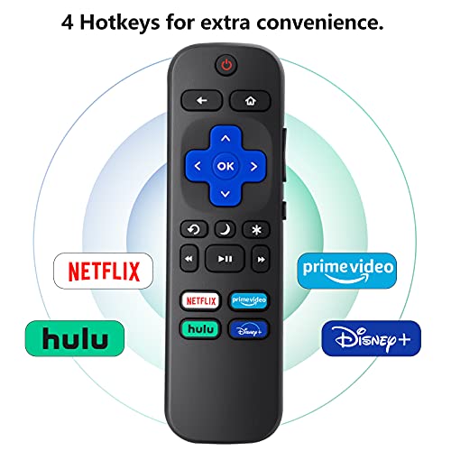LOUTOC Universal TV Remote for All Roku TV,Replacement for TCL Roku/for Hisense Roku/for Sharp Roku TV,TV Remote with Netflix Disney+/Hulu/Prime Video ButtonsãNot for Roku Stick and Boxã