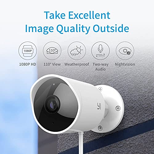 YI Outdoor Security Camera, 1080p Cloud Cam IP Waterproof Night Vision Surveillance System with 24/7 Emergency Response, Motion Detection, Activity Alert, Deterrent Alarm, Phone App, Work with Alexa