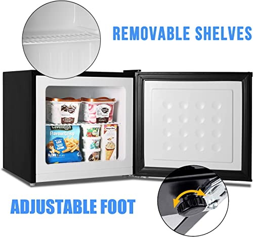 Antarctic Star Compact Chest Upright Freezer Single Door Reversible Stainless Steel Door, Compact Adjustable Removable Shelves for Home Office, 1.2 cu.blackâ¦â¦