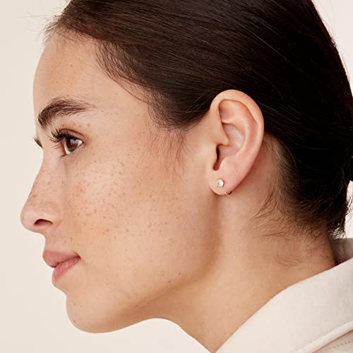 PAVOI 14K Gold Plated Half Hoop Huggie Earrings with Cubic Zirconia | Dainty Tiny Hoop Stud Earrings for Women | Cartilage Piercing Earrings for Women