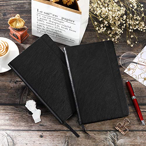 Ruled Notebook/Journal  Premium Thick Paper Faux Leather Classic Writing Notebook, Black, Hard Cover, Lined (5.4 x 8.3)