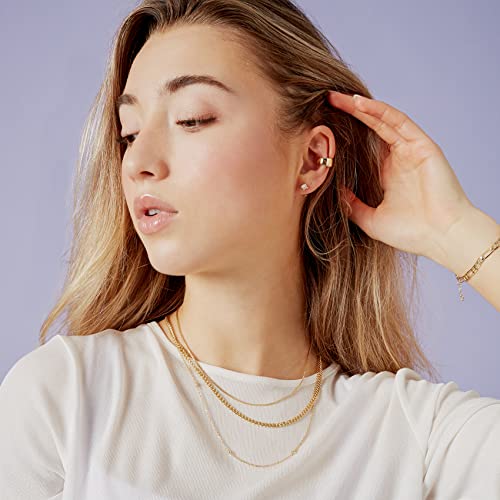 PAVOI 14K Gold Plated Half Hoop Huggie Earrings with Cubic Zirconia | Dainty Tiny Hoop Stud Earrings for Women | Cartilage Piercing Earrings for Women