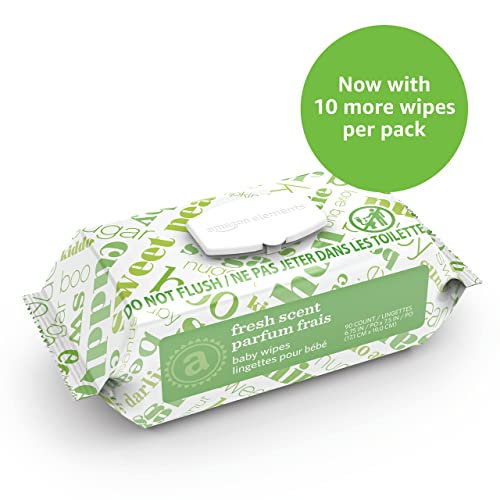 Amazon Elements Baby Wipes, Fresh Scent,White 720 Count Flip-Top Packs