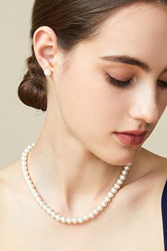 BABEYOND Round Imitation Pearl Necklace Wedding Pearl Necklace for Brides (Diameter of Pearl 8mm)