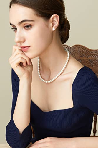 BABEYOND Round Imitation Pearl Necklace Wedding Pearl Necklace for Brides (Diameter of Pearl 8mm)