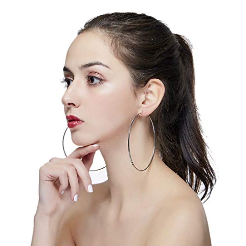 4" Extra Large Most Gigantic Hoop Earrings for Women Girls,14K Gold Plated Rose Gold Plated Silver,Hypoallergenic (3 Colors set)