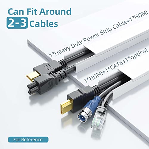Cord Cover Raceway Kit, 157in Cable Cover Channel, Paintable Cord Concealer System Cable Hider, Cord Wires, Hiding Wall Mount TV Powers Cords in Home Office, 10X L15.7in X W0.95in X H0.55in, White