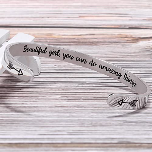 BTYSUN Inspirational Bracelets for Girls Women Gifts for Teen Girl Friendship Bracelet Mantra Jewelry with Gift Box (Beautiful Girl You can do Amazing Things)