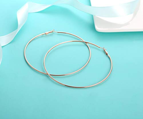 4" Extra Large Most Gigantic Hoop Earrings for Women Girls,14K Gold Plated Rose Gold Plated Silver,Hypoallergenic (3 Colors set)