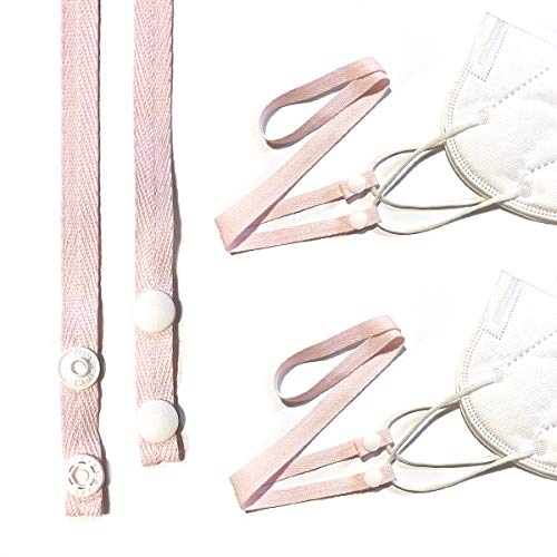 JRMAXX Colorful Cotton Lanyard Strap Holder with Snap Button for Face Masks Anti-Loose for Unisex and Kids Made in Korea Ship from US with Free Gift (2-pc, Light Pink)