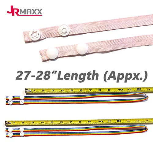 JRMAXX Colorful Cotton Lanyard Strap Holder with Snap Button for Face Masks Anti-Loose for Unisex and Kids Made in Korea Ship from US with Free Gift (2-pc, Light Pink)