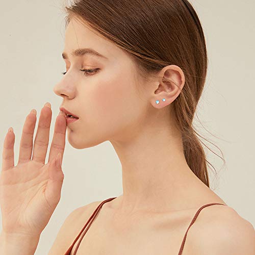 Moonstone Earrings 925 Sterling Silver Round Moonstone Stud Earrings Moonstone Jewelry for Women Hypoallergenic Earrings for Sensitive Ears (A-White Gold, 6)