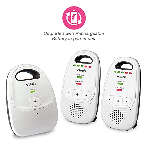 VTech DM112-2 Audio Baby Monitor with up to 1,000 ft of Range, 5-Level Sound Indicator, Digitized Transmission & Belt Clip with Two Parent Units