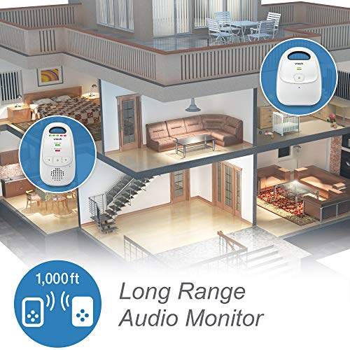 VTech DM112-2 Audio Baby Monitor with up to 1,000 ft of Range, 5-Level Sound Indicator, Digitized Transmission & Belt Clip with Two Parent Units