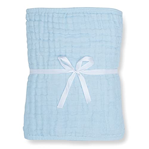 Muslin Burp Cloths 6 Pack Large 100% Cotton Hand Washcloths 6 Layers Extra Absorbent and Soft (Blue)